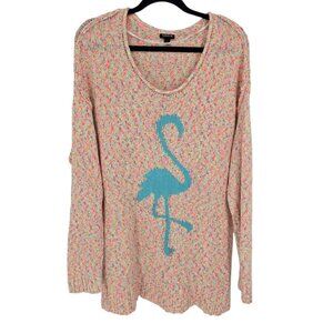 Torrid 1x flamingo multicolor confetti knit marled cotton long sleeve sweater